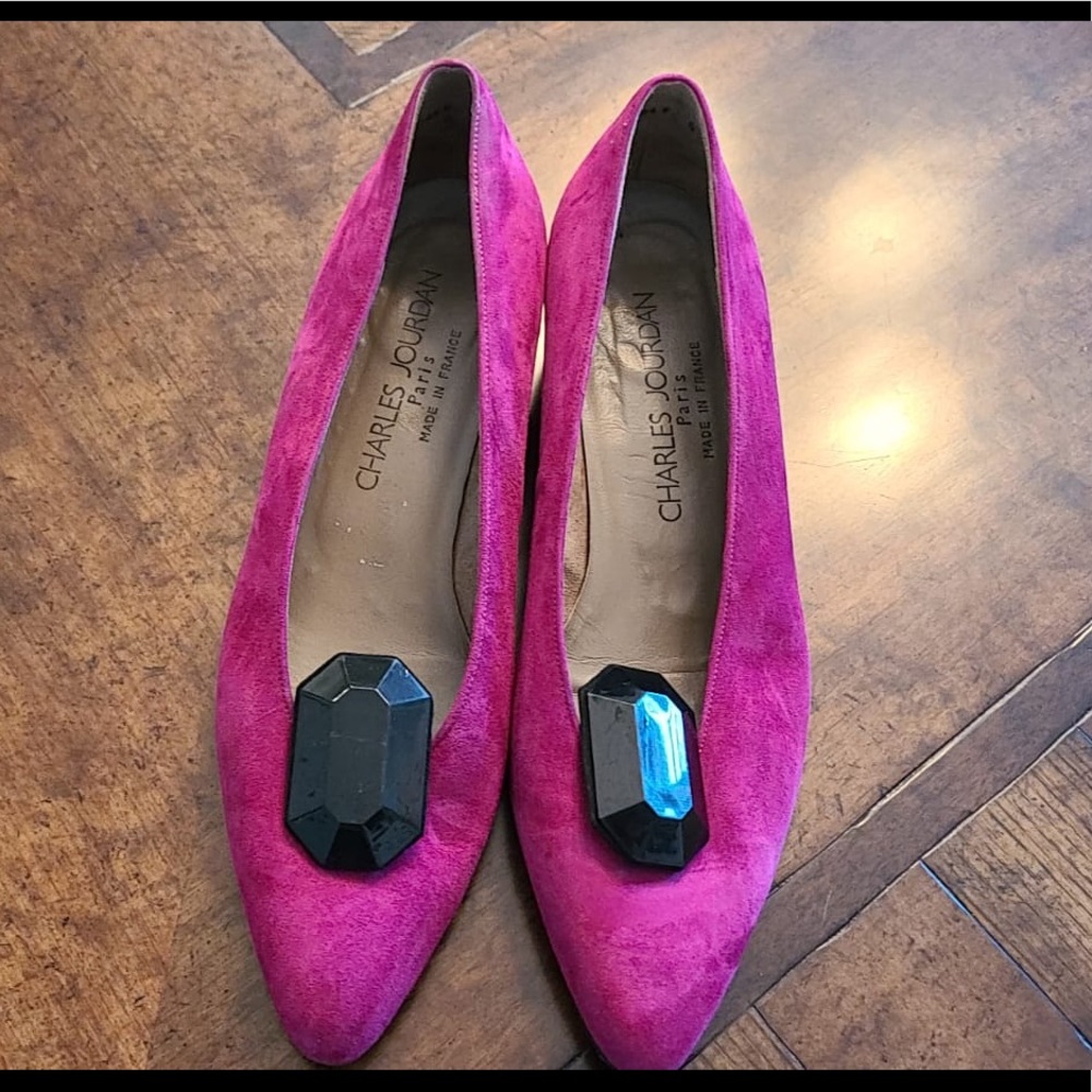 Magenta kitten heels from Charles Jourdan